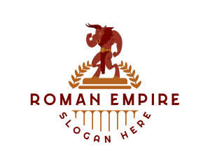 Roman - Minotaur Bull Column logo design