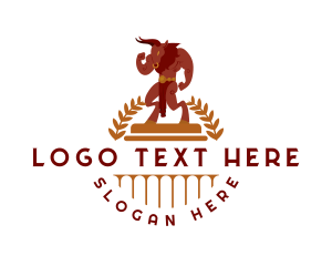 Bull - Minotaur Bull Column logo design