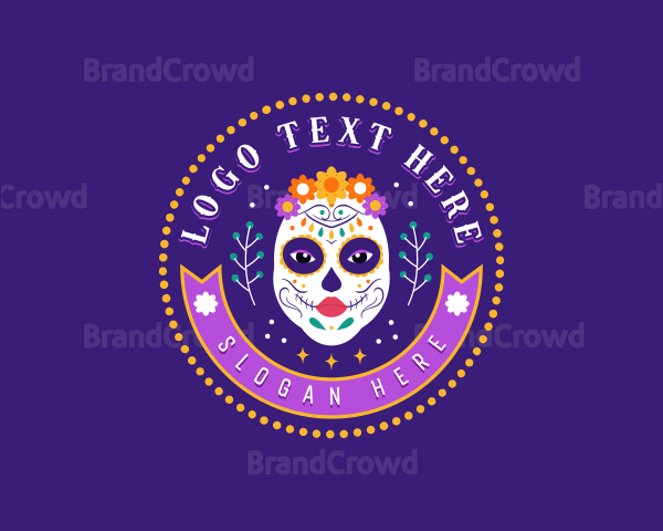 Mexican Catrina Skull Logo