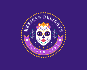 Mexican Catrina Skull logo design