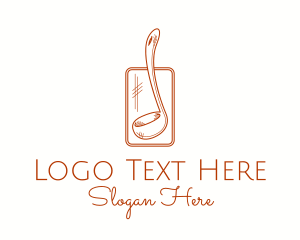Kitchen - Ladle Spoon Line Art logo design