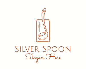 Ladle Spoon Line Art logo design