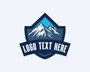 Hiker - Shield Mountain Adventure logo design