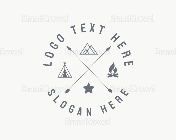 Hipster Camping Campfire Logo