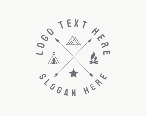 Rustic - Hipster Camping Campfire logo design
