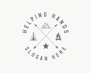 Hipster Camping Campfire Logo