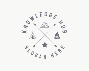 Hipster Camping Campfire Logo