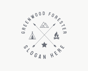 Hipster Camping Campfire logo design