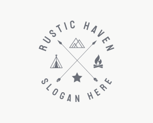 Hipster Camping Campfire logo design