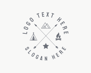 Hipster Camping Campfire Logo