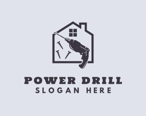 House Screw Drill Tool logo design