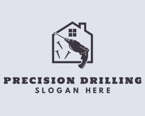 Drilling - House Screw Drill Tool logo design