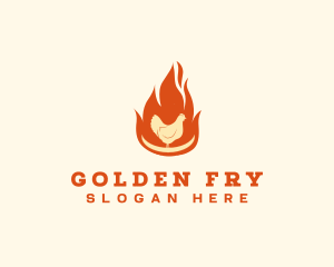 Frying - Flame Barbeque Chicken logo design