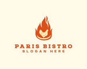 Flame Barbeque Chicken logo design