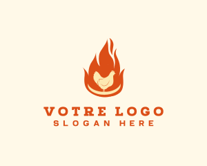 Frying - Flame Barbeque Chicken logo design