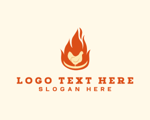 Frying - Flame Barbeque Chicken logo design