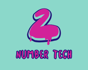 Number - Paint Graffiti Number 2 logo design