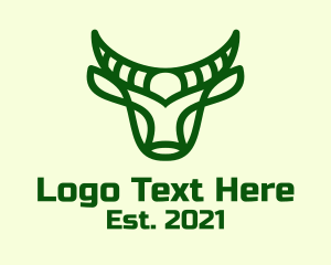 Bullfighting - Green Buffalo Outline logo design