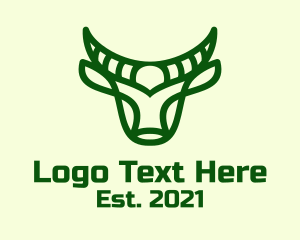 Oxen - Green Buffalo Outline logo design