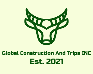 Ranch - Green Buffalo Outline logo design