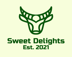Oxen - Green Buffalo Outline logo design