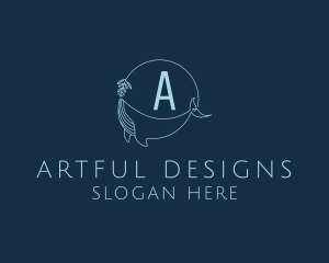 Feminine Whale Flower  logo design