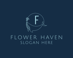 Feminine Whale Flower  logo design