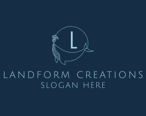 Feminine Whale Flower  logo design