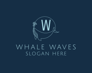 Feminine Whale Flower  logo design