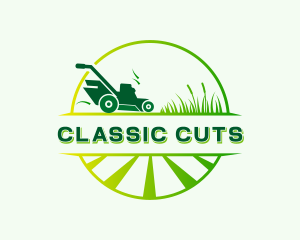 Grass Cutter Lawn Mower logo design