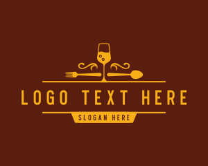 Fork - Luxury Restaurant Wine logo design