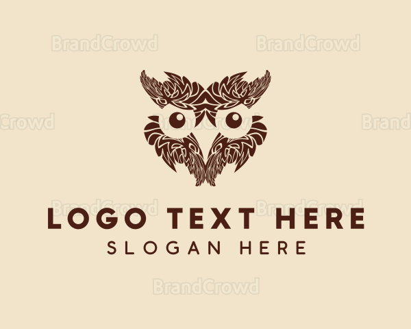 Feather Owl Face Logo