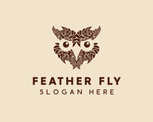 Feather Owl Face logo design