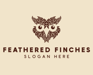 Feather Owl Face logo design