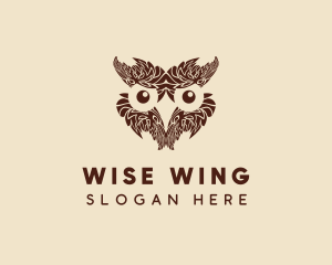 Feather Owl Face logo design