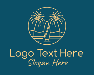 Palm Tree - Yellow Tropical Surfboards logo design