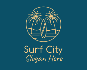 Yellow Tropical Surfboards logo design