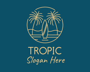 Yellow Tropical Surfboards logo design