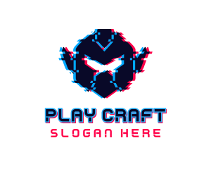 Robot Glitch Gaming logo design