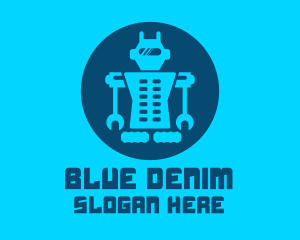 Blue Mechanical Robot Engineering logo design