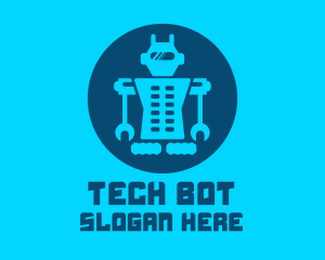 Robot - Blue Mechanical Robot Engineering logo design