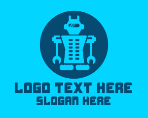 Cyborg - Blue Mechanical Robot Engineering logo design