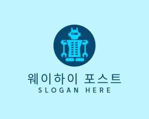 Blue Mechanical Robot Engineering logo design