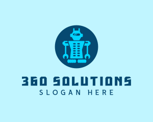 Blue Mechanical Robot Engineering logo design