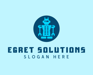 Blue Mechanical Robot Engineering logo design