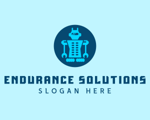 Blue Mechanical Robot Engineering logo design