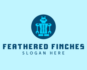 Blue Mechanical Robot Engineering logo design