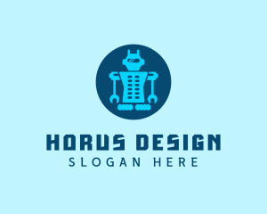 Blue Mechanical Robot Engineering logo design