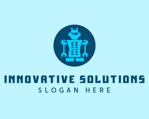 Blue Mechanical Robot Engineering logo design