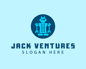 Blue Mechanical Robot Engineering logo design